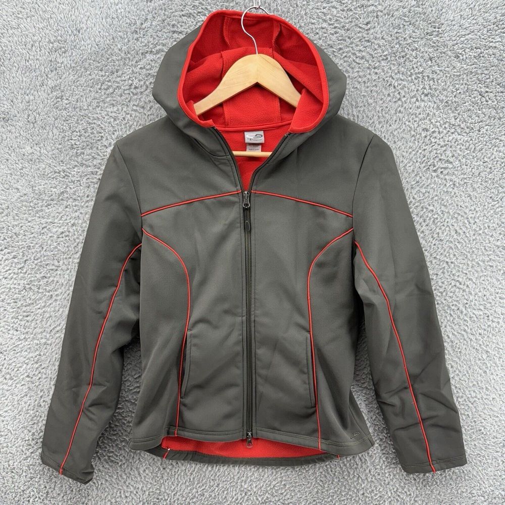 C9 by Champion Mens‎ M Gray Red Fleece Lined Hooded Full Zip Athletic Jacket